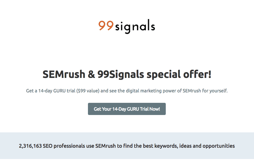 99signals SEMrush Promo 2018