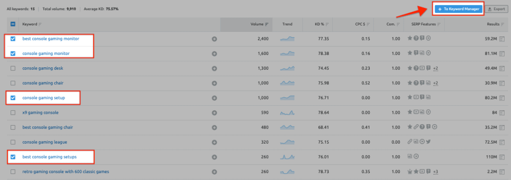 Adding keywords to Keyword Manager