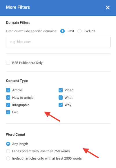 Advanced Filters - BuzzSumo