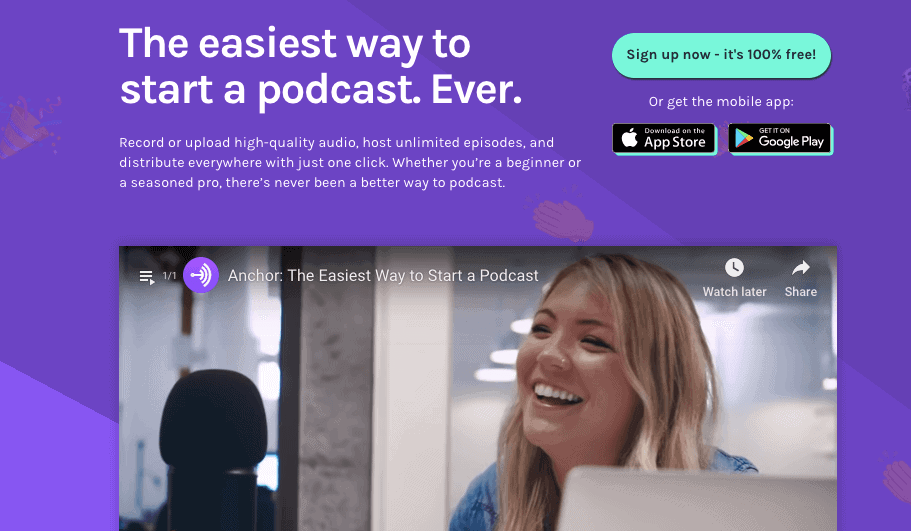 Anchor Podcasts - Anchor removes all the logistical barriers of podcasting, making it easy and fun without sacrificing the quality.