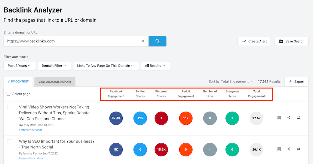 Backlink Analyzer - BuzzSumo