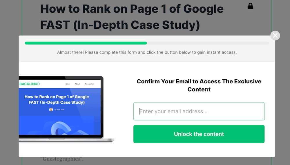 Backlinko Gated Content