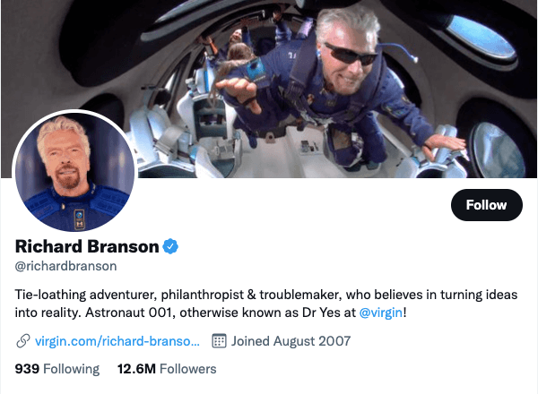 Richard Branson on Twitter