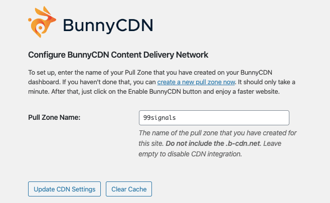 BunnyCDN WordPress Settings