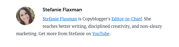 Copyblogger Author Bio - Google EAT