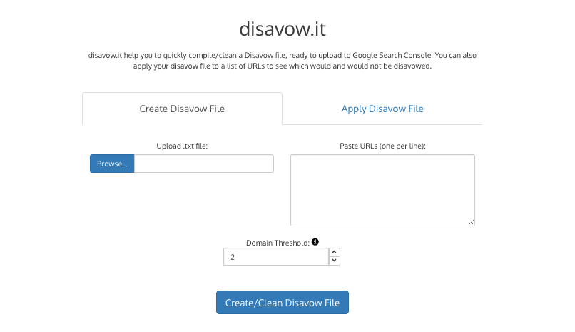 disavow.it helps you to quickly compile/clean a Disavow file, ready to upload to Google Search Console.