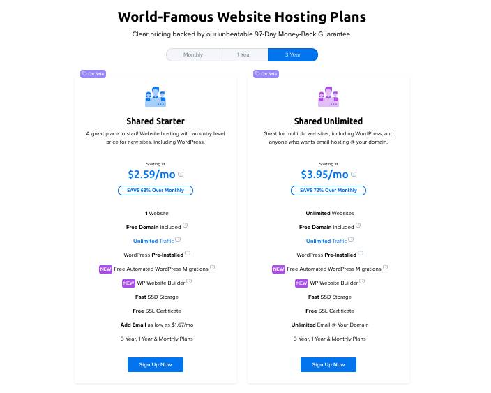 DreamHost Shared Hosting Plans