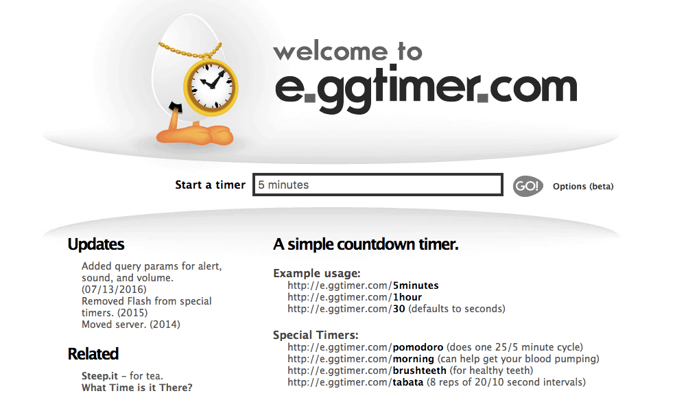E.ggtimer is a simple countdown timer to help you complete your tasks.