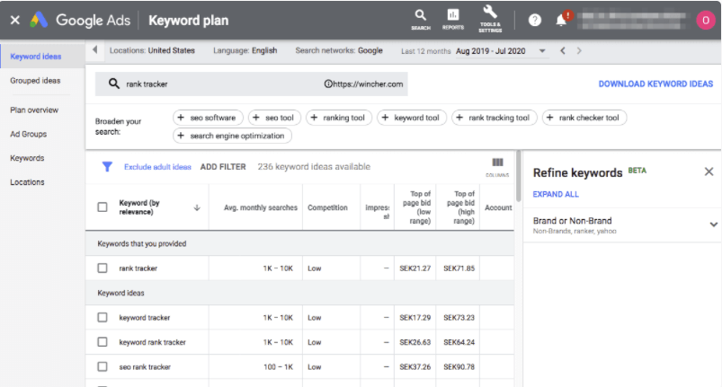 Google Ads Keyword Planner 2022