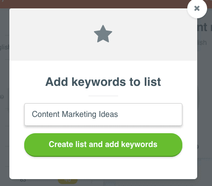 Keyword Lists in KWFinder