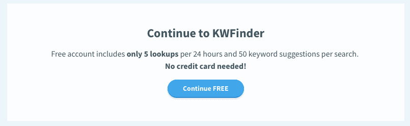 KWFinder Free Account