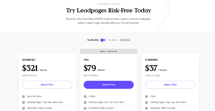 Leadpages Pricing
