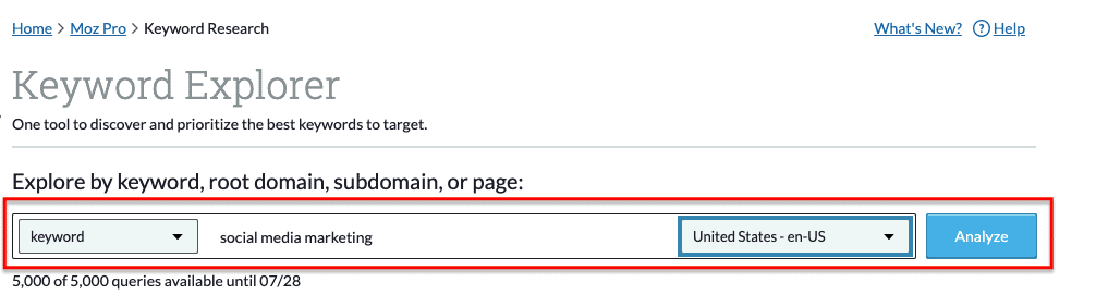 Moz Keyword Explorer