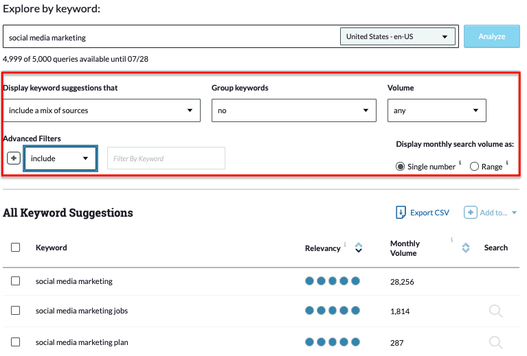 Moz Keyword Suggestions Report