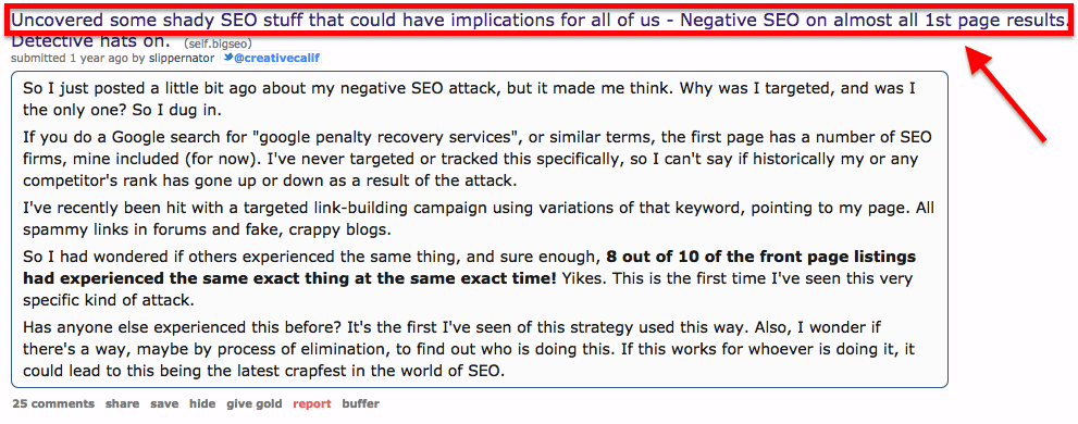 Negative SEO Reddit