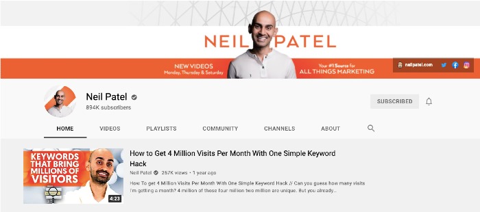 Neil Patel YouTube Channel