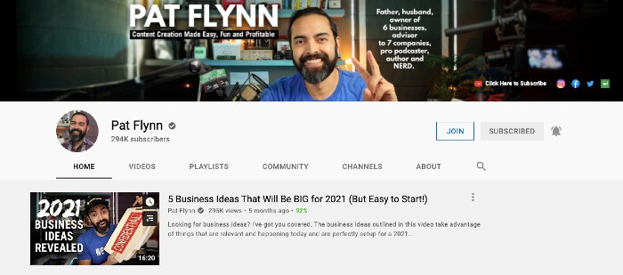 Pat Flynn SPI YouTube Channel