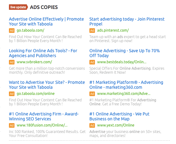 PPC Ad Copies - SEMrush