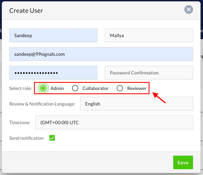 Review Studio - User Settings