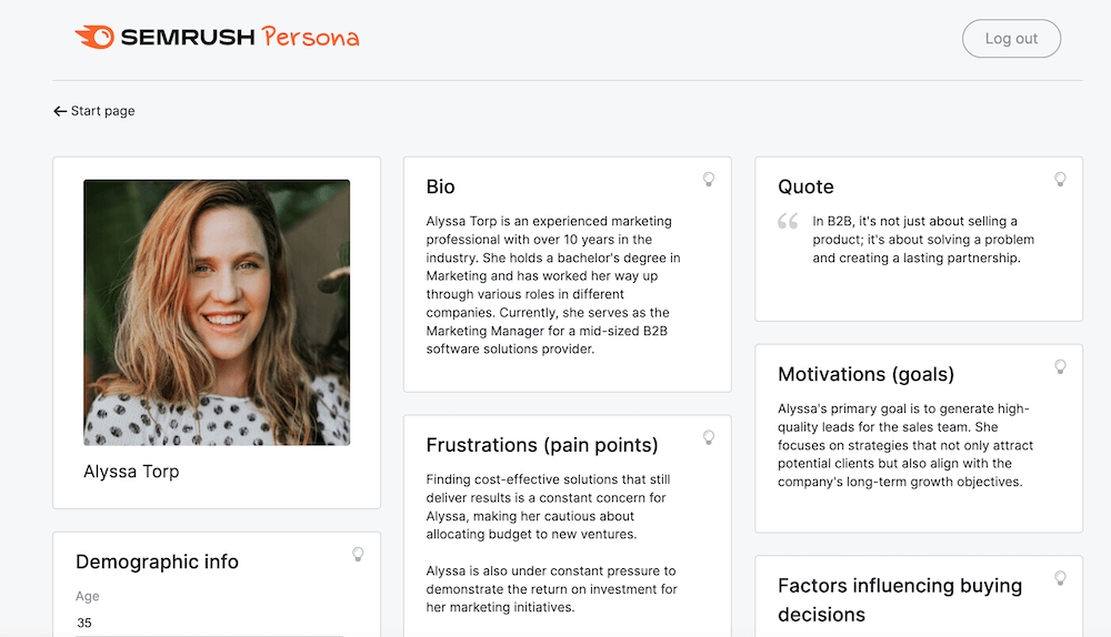 Semrush Buyer Persona Example