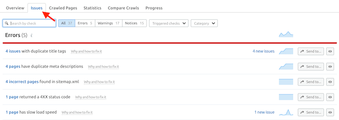 Semrush Crawlability Issues