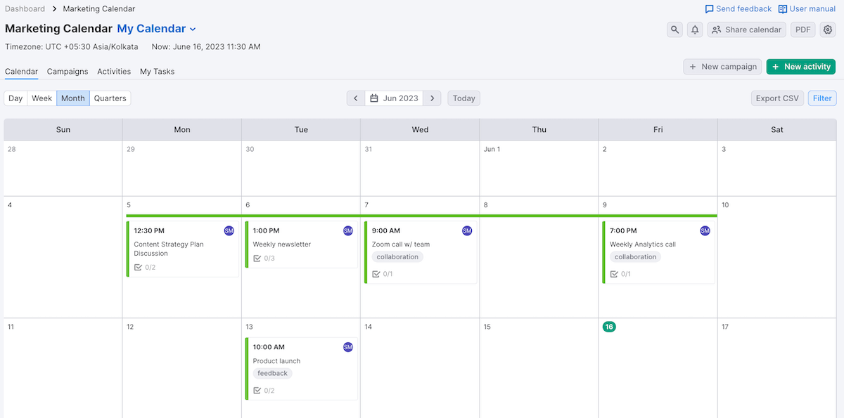 Semrush Marketing Calendar