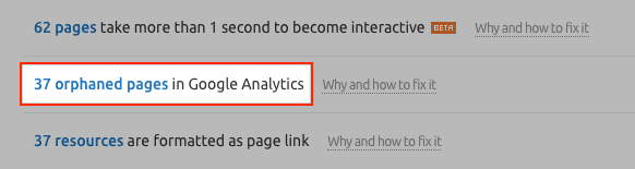 Semrush Site Audit Report - Orphan Pages
