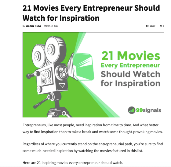 21 Best Movies for Entrepreneurs - Content Optimization
