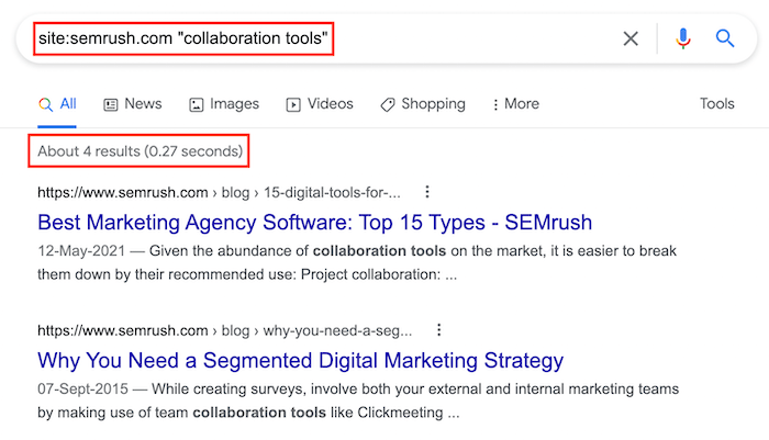 Site Search Operator - Semrush Post