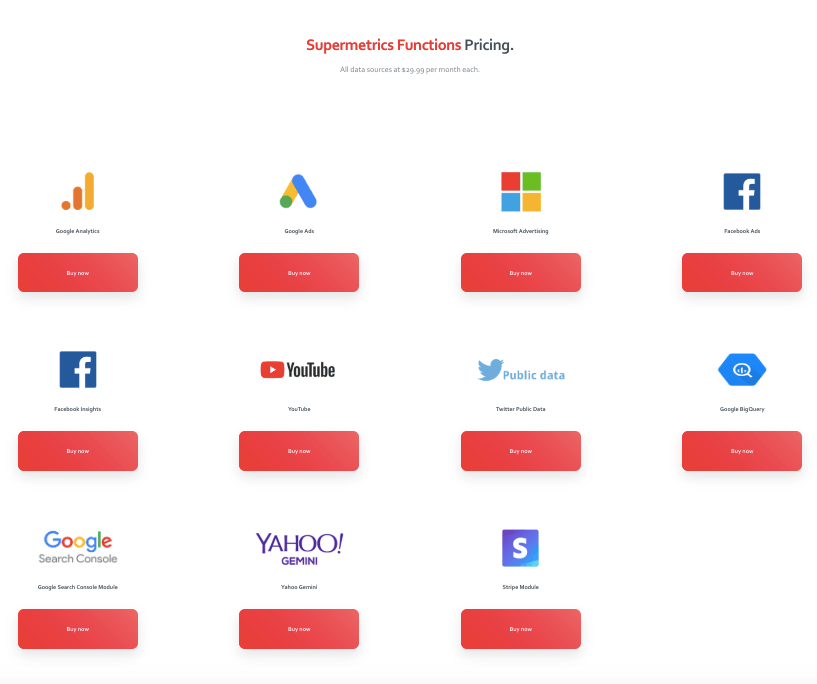 Supermetrics Functions Pricing