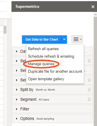 Supermetrics - manage queries