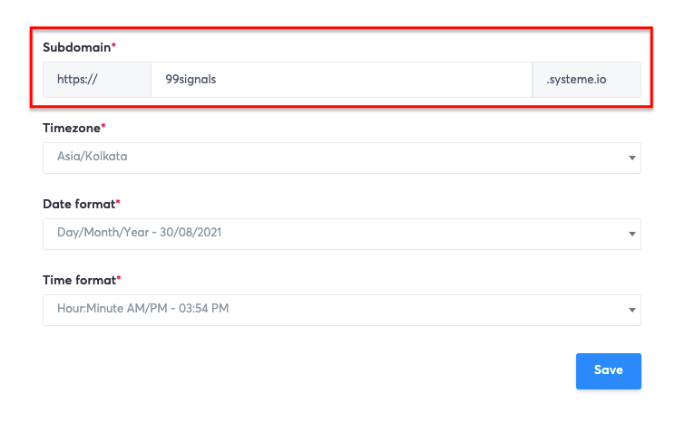 Systeme.io Account Settings