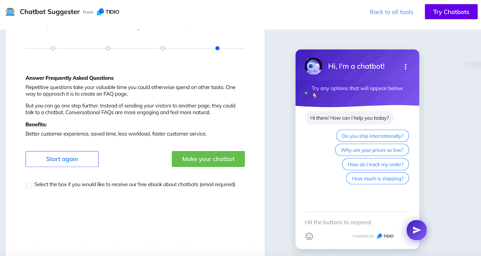 Tidio Chatbot Suggester