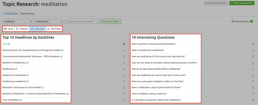 Topic Research - Overview Subtopics