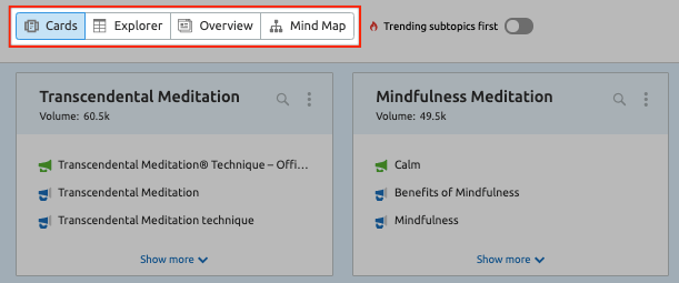 Topic Research Settings