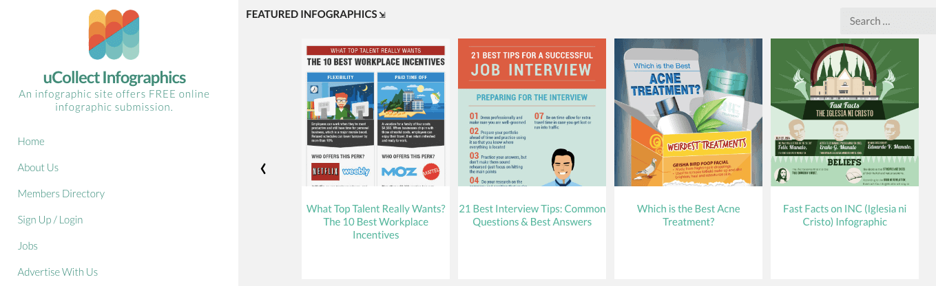 Infographic Submission Sites: uCollect Infographics is a site that showcases some of the best infographics or data visualizations around the globe.