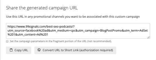 URL Campaign Builder - Generated URL