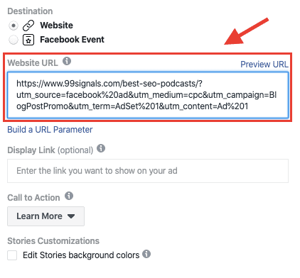 URL Parameters - FB Ads