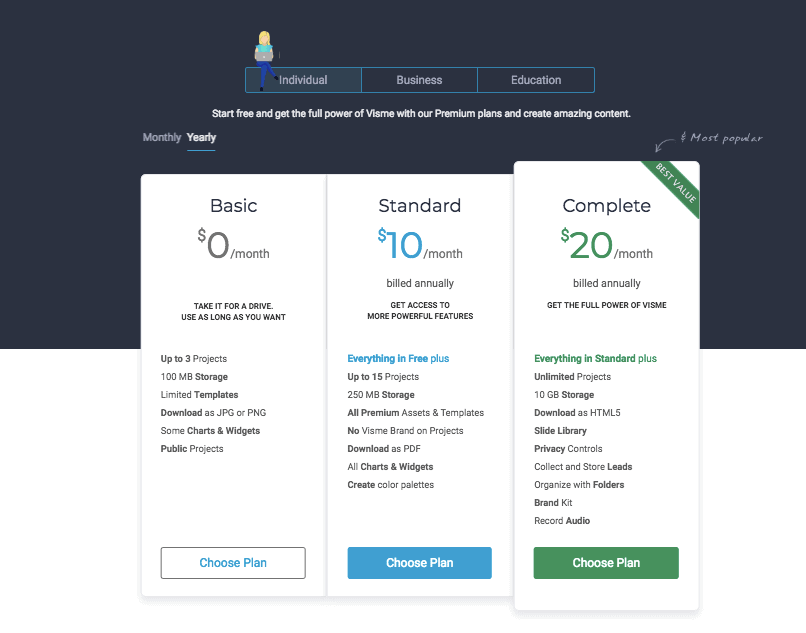 Visme Pricing Plans - Visme Review