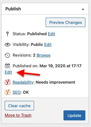WordPress Published Date Change