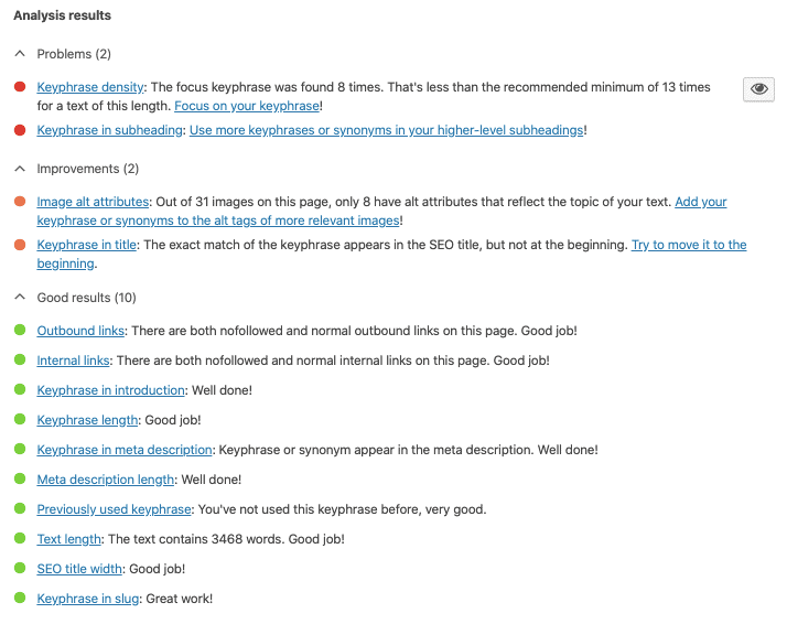 Yoast - Content Analysis