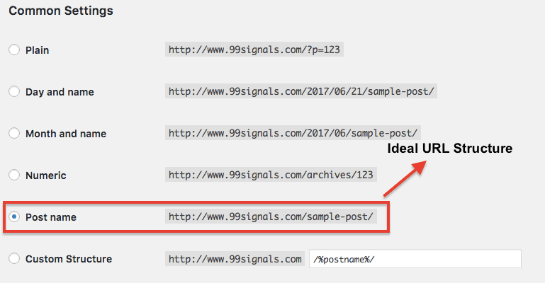 Yoast Settings - URL Structure